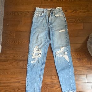 Zara ripped high waist mom fit jeans